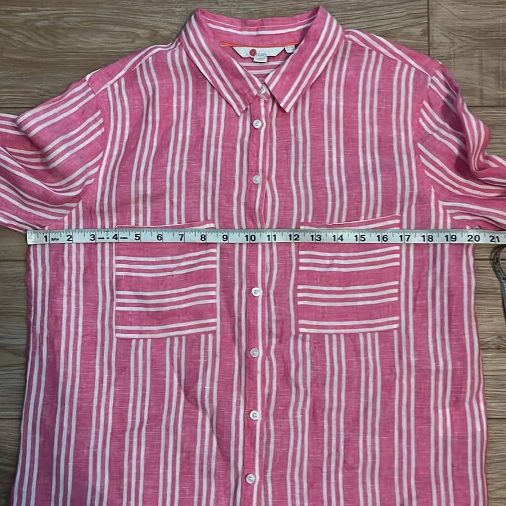 Boden pink and white striped linen button up shirt - Picture 6 of 7